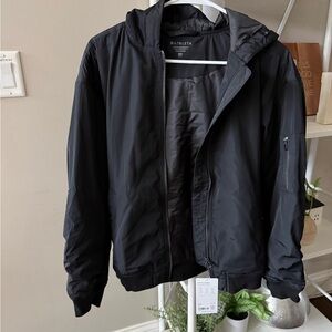 NWT Athleta Upfield Black Hooded Bomber Jacket, XXS